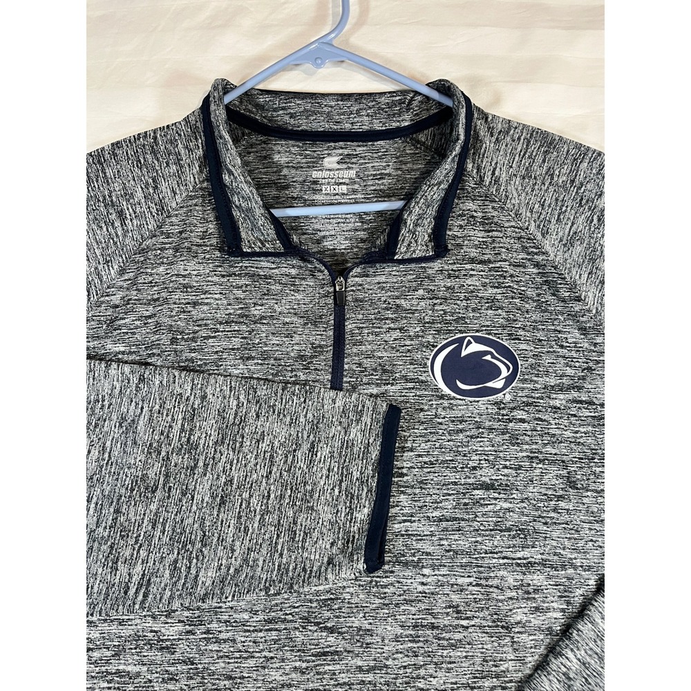 Colosseum Penn State Nittany Lions XXL Gray Space Dye Quarter Zip Pullover Mens